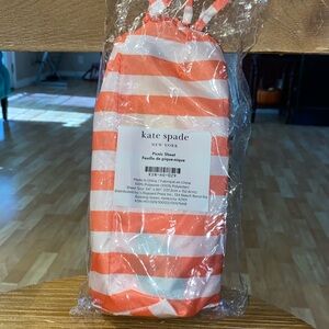 NIP Kate Spade Floral Picnic Blanket (Sheet) 54” x 60” Lemon Print